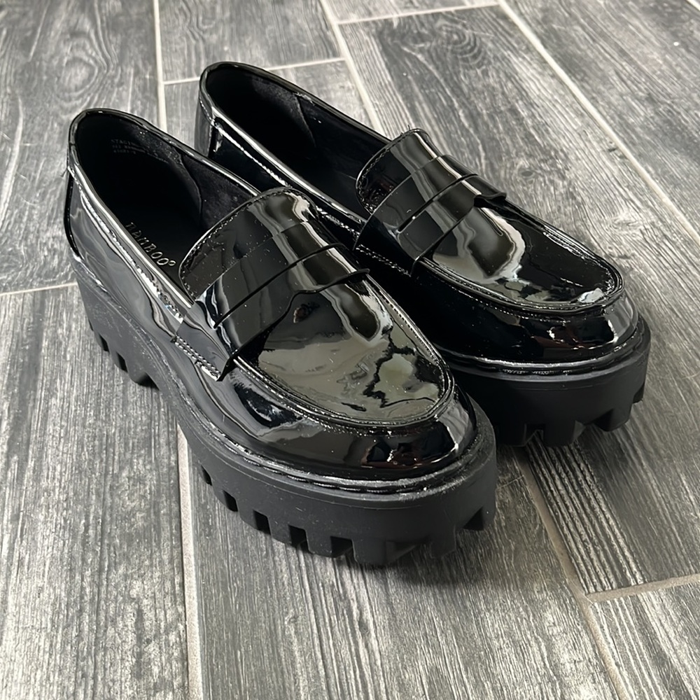 Bamboo patent platform loafers